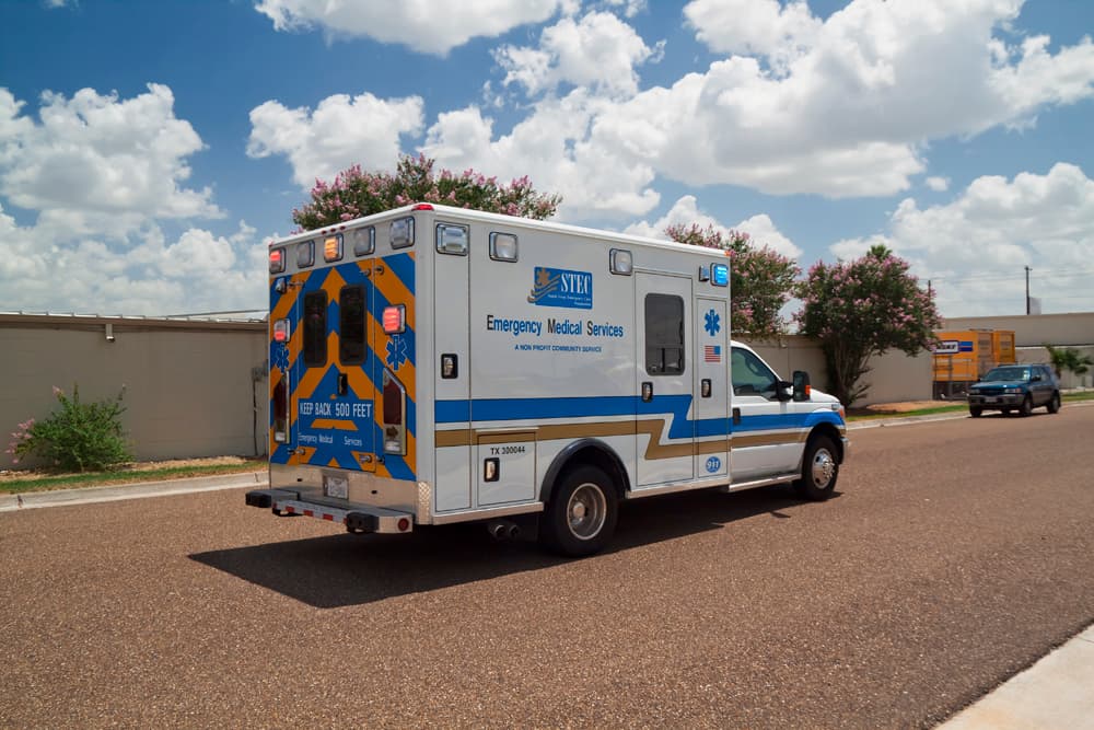 Ambulance medical supplies and stretcher
